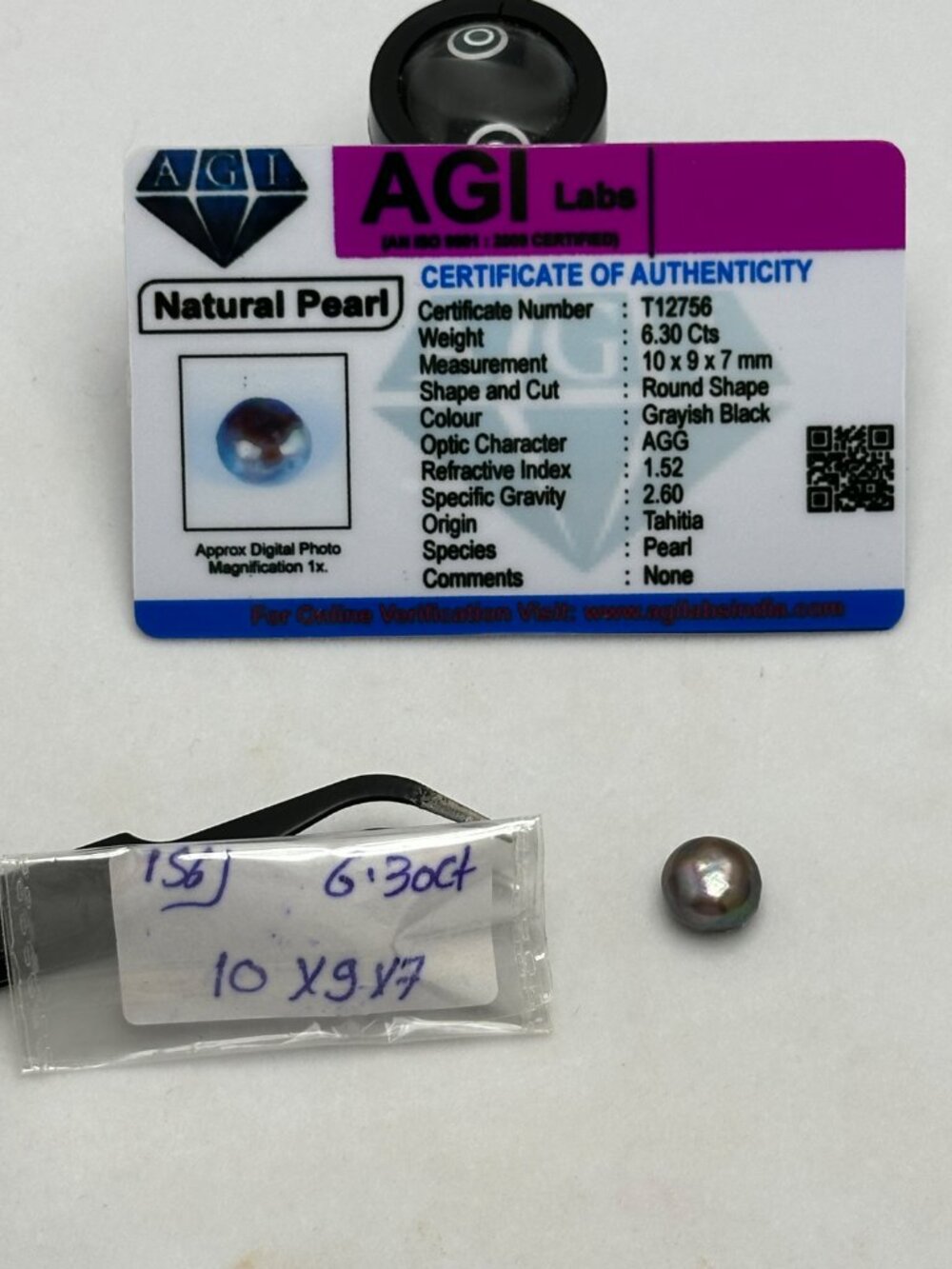Certified Natural Black Pearl
